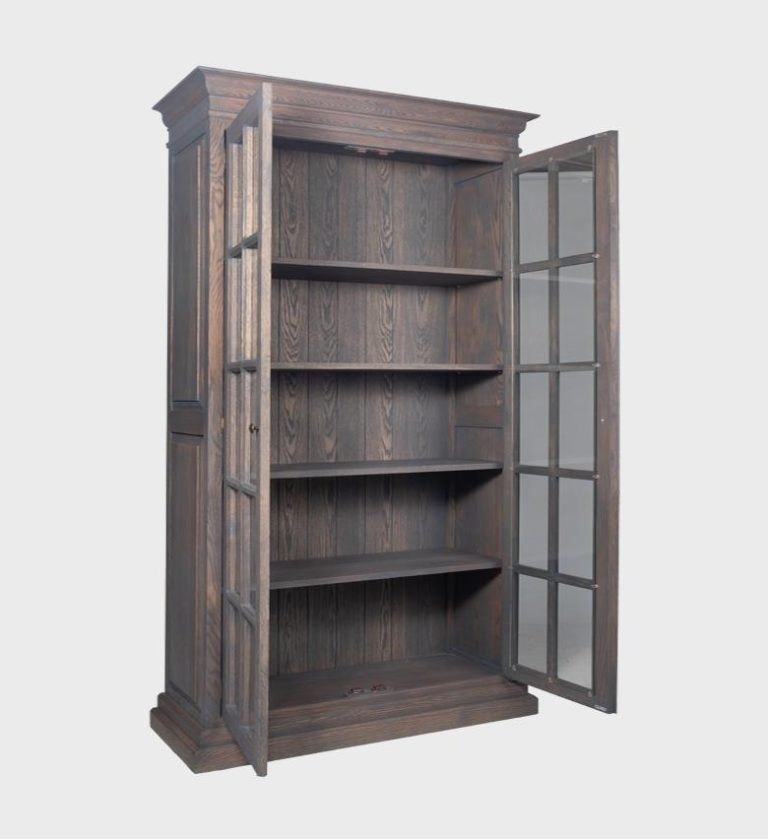 The Chedworth Book Cabinet Narrow showcases timeless craftsmanship with its rich wood finish and classic paneled glass doors.