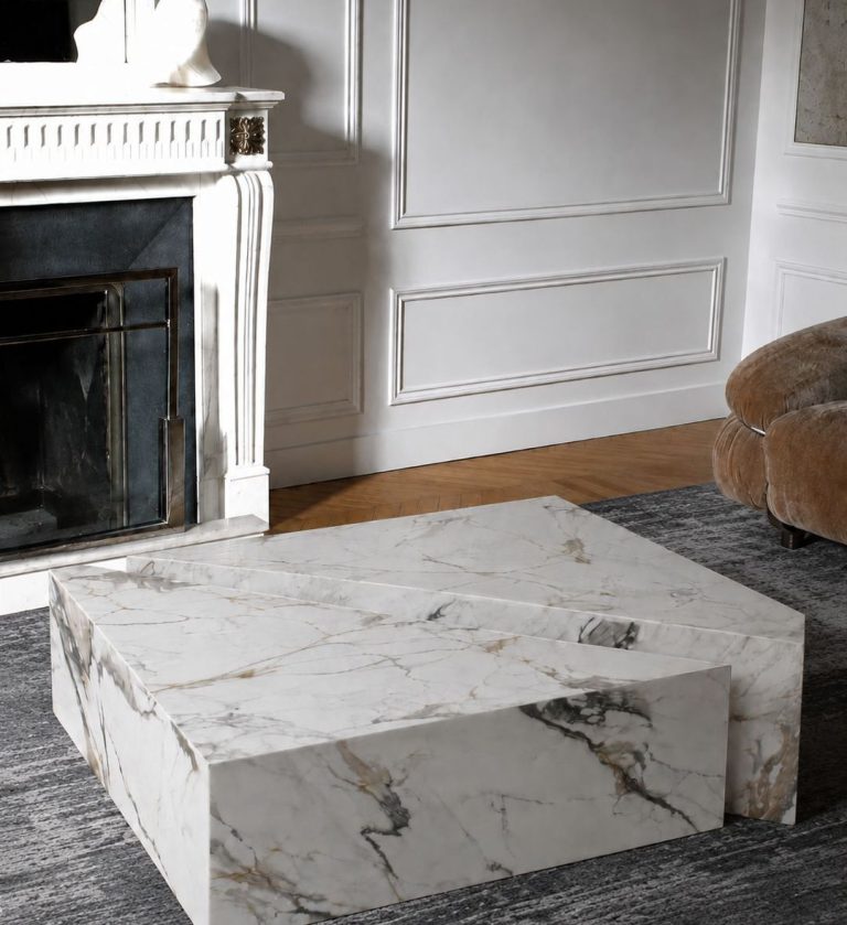 The Shard Coffee Table is a breathtaking statement piece that celebrates the raw beauty of natural stone. Crafted entirely from polished marble, it features a bold geometric silhouette with clean lines and sharp edges.