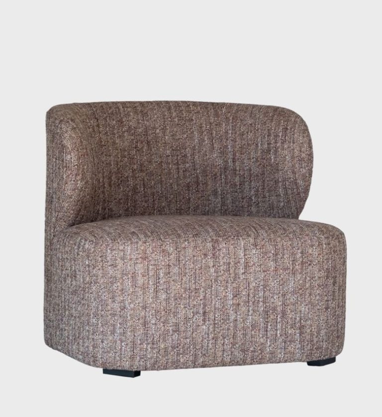 The Plush Tub Chair offers a harmonious blend of comfort and contemporary design. Upholstered in a textured brown fabric, it features a gently curved backrest that wraps around the seat, creating an inviting cocoon‑like form.